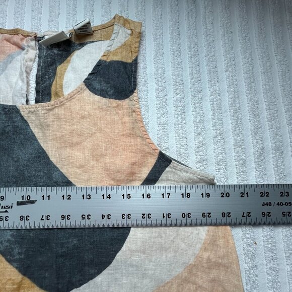 Rachel Zoe Womens Linen Summer Shift Dress Large Peach Grey Abstract Pockets - Picture 6 of 9